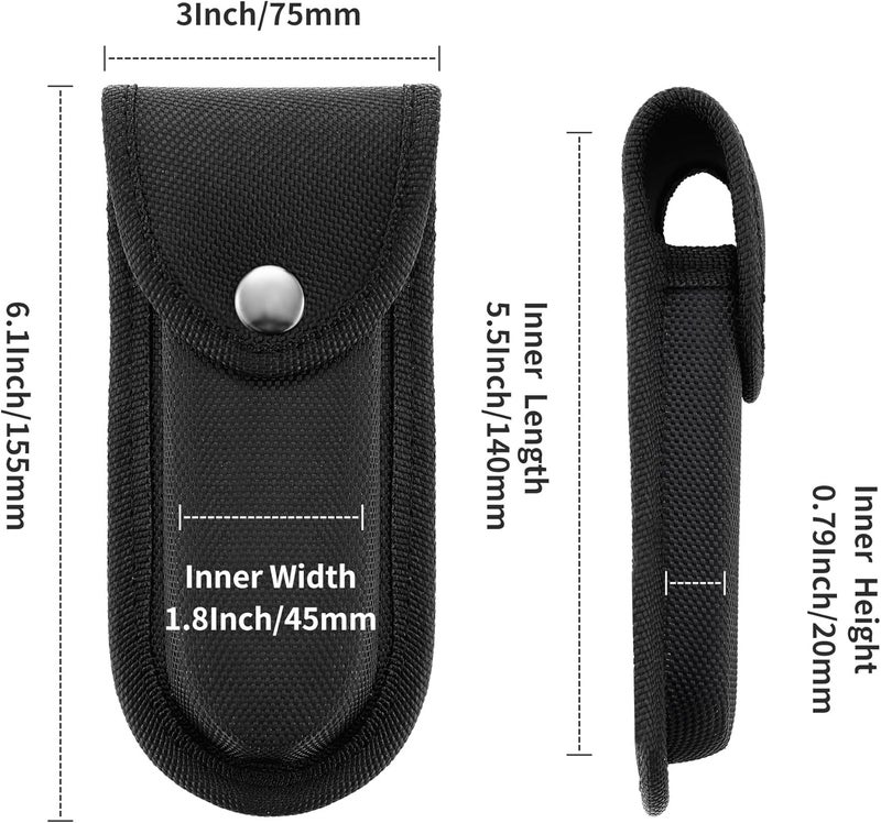 Timsec Nylon Pocket Knife Sheath, 5''-5.5'' Multitool Pouch, Folding Knife Belt Sheath with Snap Closure and Horizontal or Vertical Carry Belt Loop, Multitool Case for Outdoor or Daily Use, Larger Size - Image 2